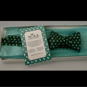 Charleston Krewe Green and Blue save the turtles blue & green silk bow tie men